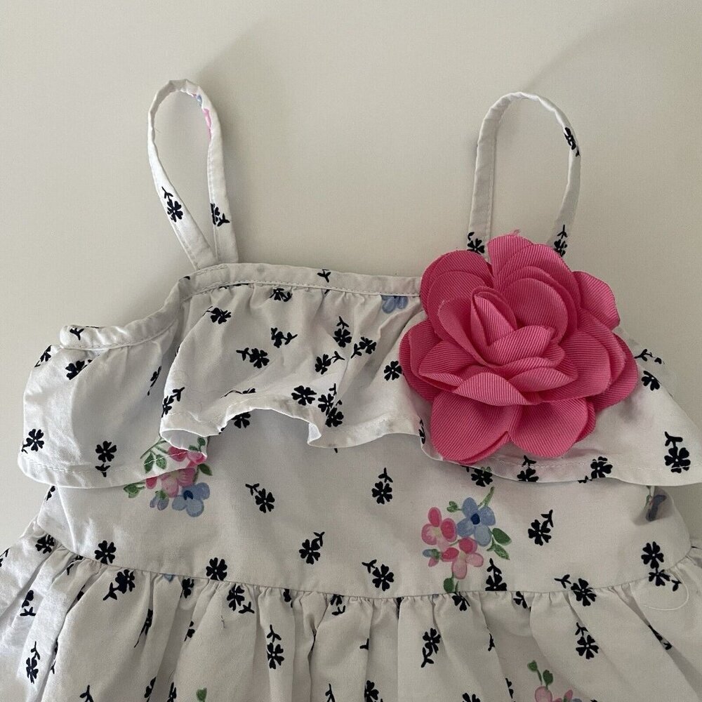 Janie and Jack Baby Girls Dress White with Pink Flowers Size 18 to 24 Months - Picture 2 of 8